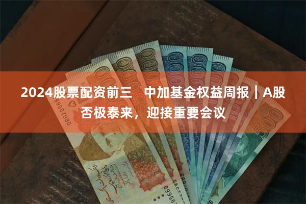 2024股票配资前三   中加基金权益周报︱A股否极泰来，迎接重要会议