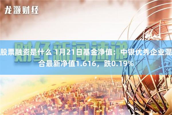 股票融资是什么 1月21日基金净值：中银优秀企业混合最新净值1.616，跌0.19%