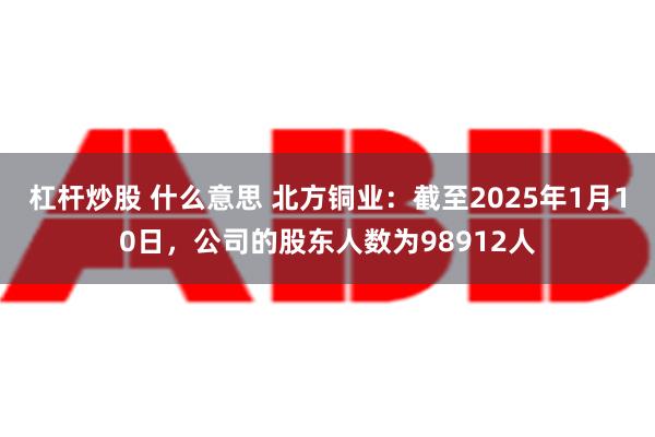 杠杆炒股 什么意思 北方铜业：截至2025年1月10日，公司的股东人数为98912人